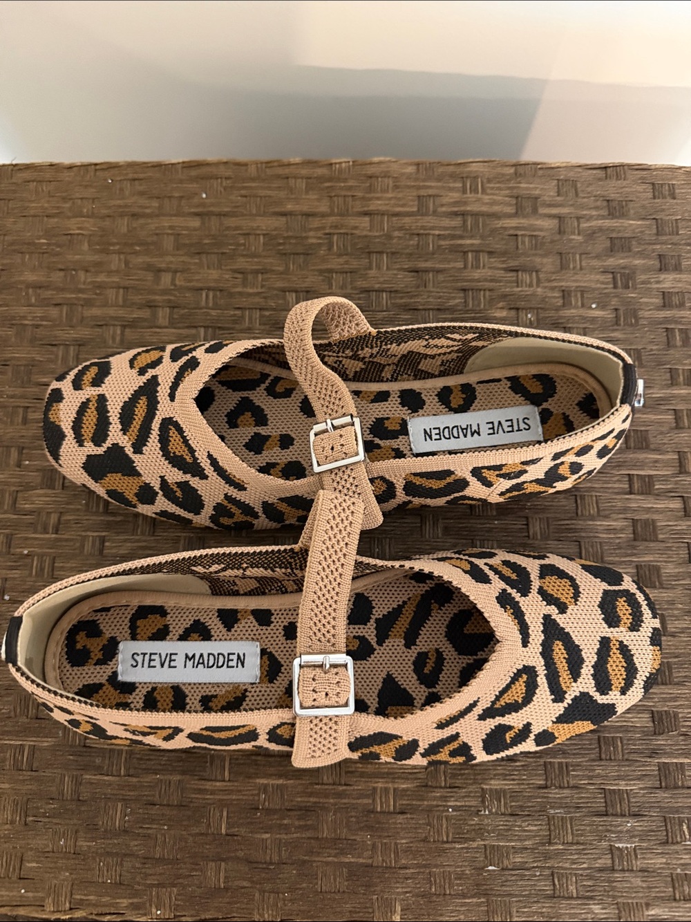 Steve Madden Leopard-Print Mary Jane Flats in Tan and Black
